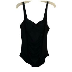 Black Yours Double Crossover Waist Minimizer 1 piece swimsuit. Sz 14